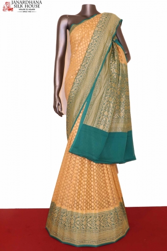 Exclusive Butta Contrast Banarasi Georgette Silk Saree 